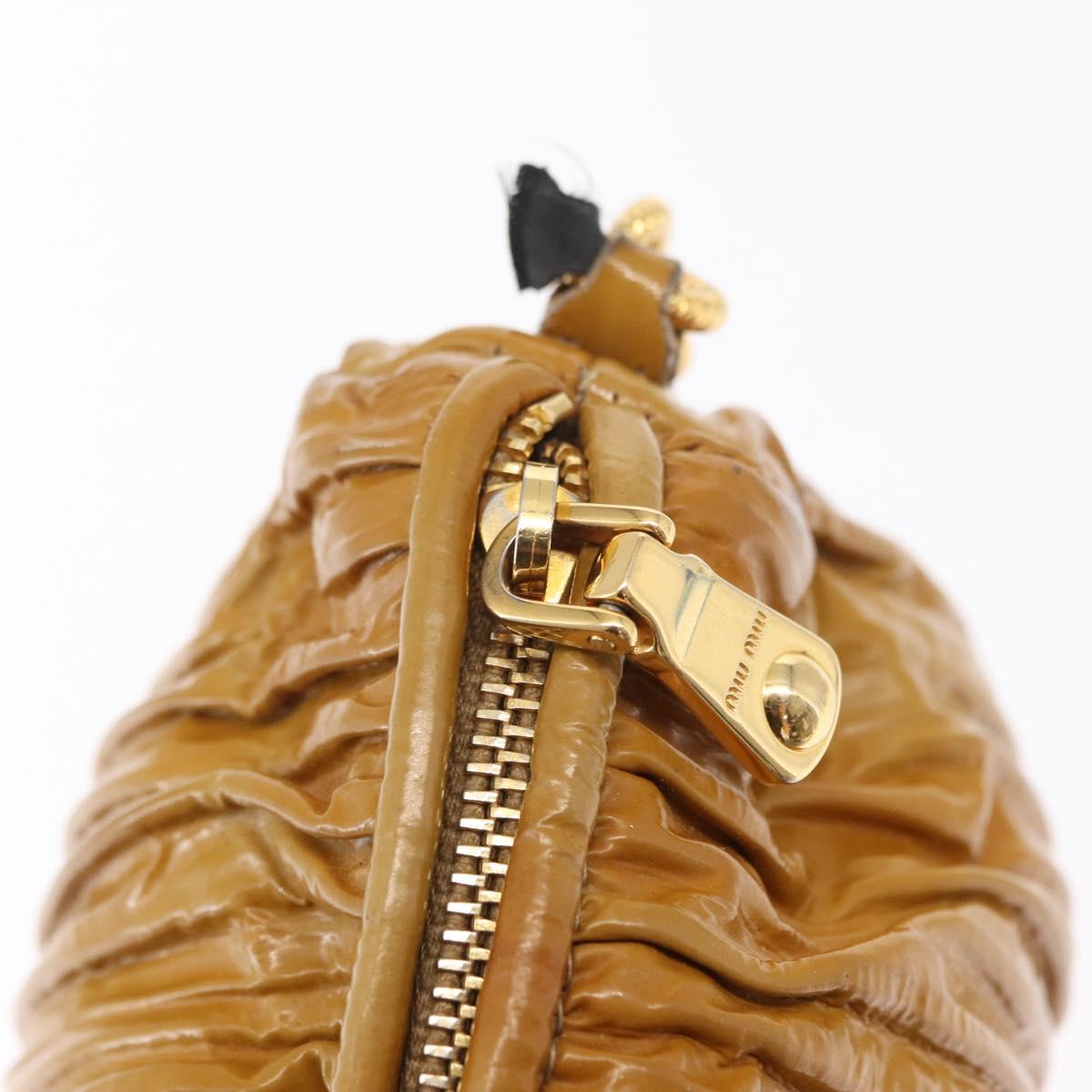 Miu Miu Chain Shoulder Bag Enamel Yellow Gold Auth BA8837