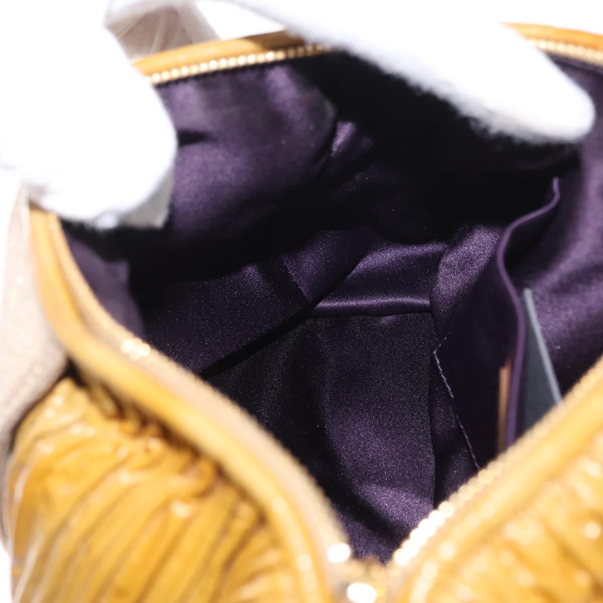 Miu Miu Chain Shoulder Bag Enamel Yellow Gold Auth BA8837