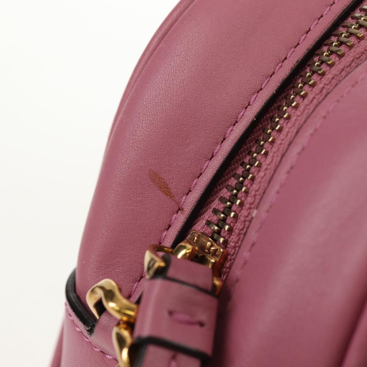 Salvatore Ferragamo Gancini Shoulder Bag Leather Pink Gold Auth BA8838V