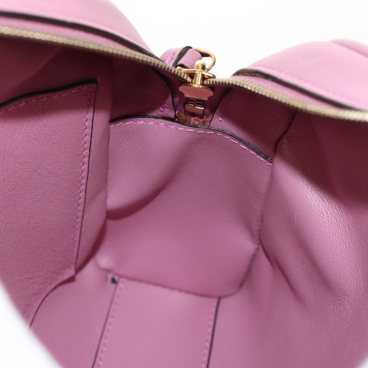 Salvatore Ferragamo Gancini Shoulder Bag Leather Pink Gold Auth BA8838V