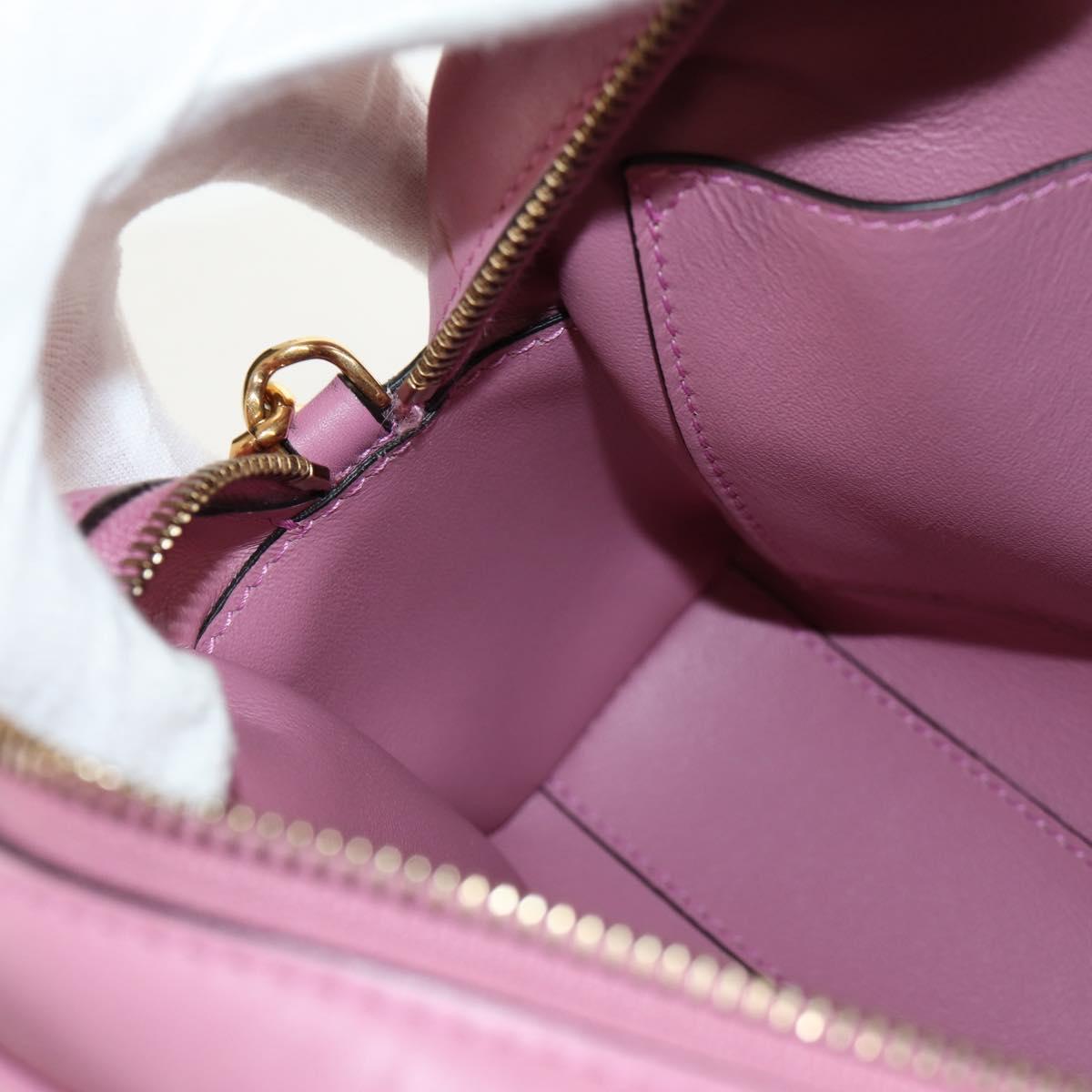 Salvatore Ferragamo Gancini Shoulder Bag Leather Pink Gold Auth BA8838V