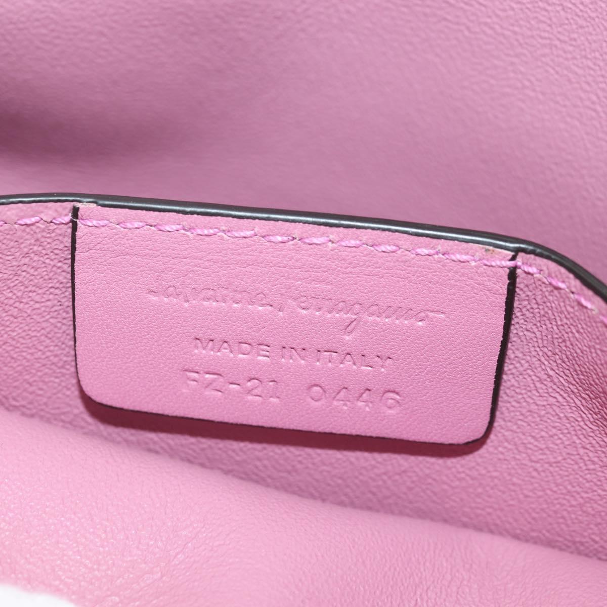 Salvatore Ferragamo Gancini Shoulder Bag Leather Pink Gold Auth BA8838V