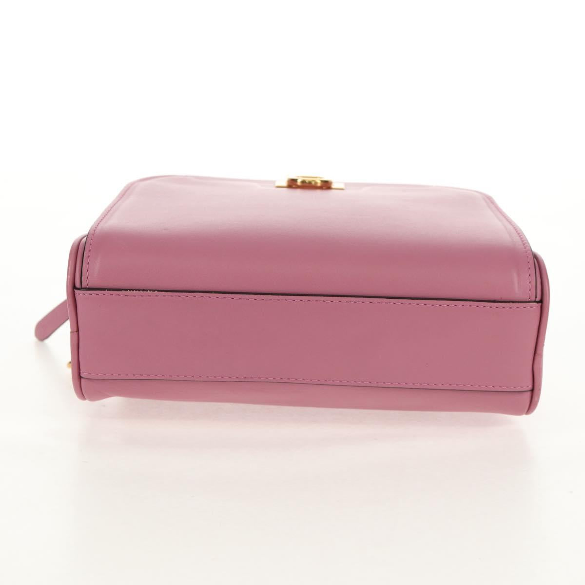 Salvatore Ferragamo Gancini Shoulder Bag Leather Pink Gold Auth BA8838V