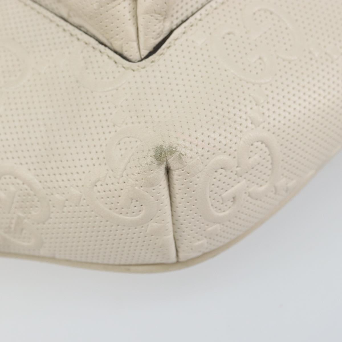 GUCCI GG Supreme Waist bag White Silver 645093 Auth BA8839