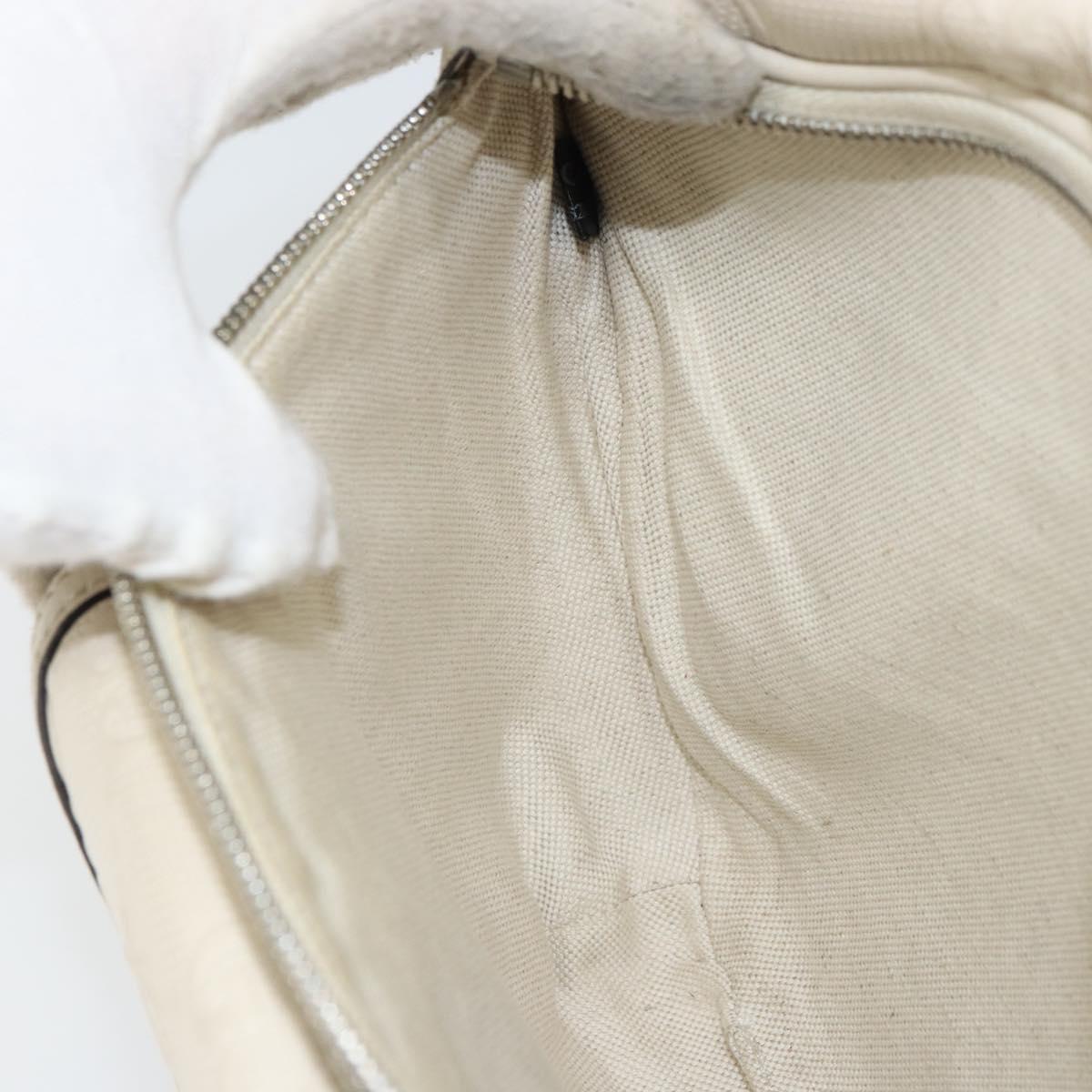 GUCCI GG Supreme Waist bag White Silver 645093 Auth BA8839