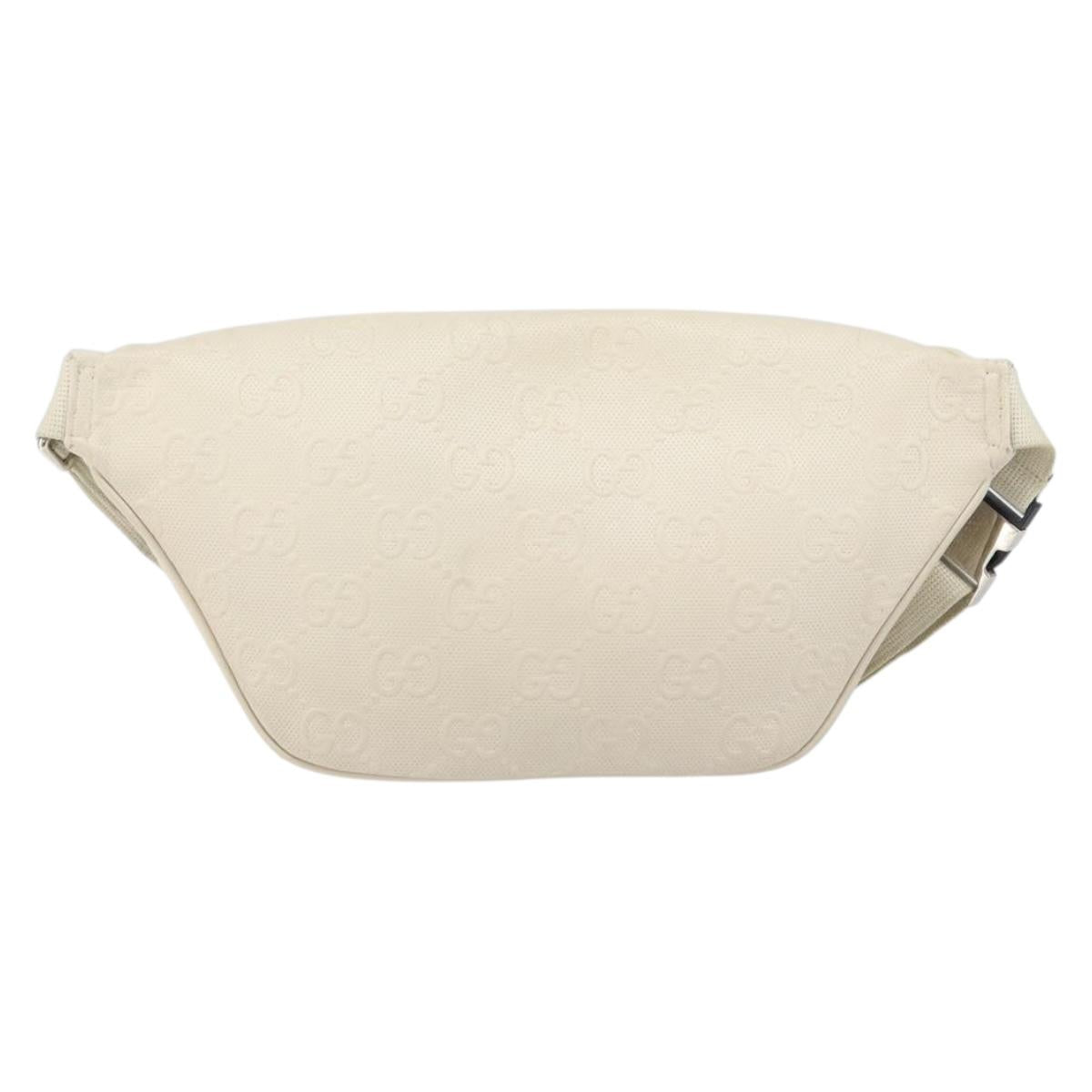 GUCCI GG Supreme Waist bag White Silver 645093 Auth BA8839