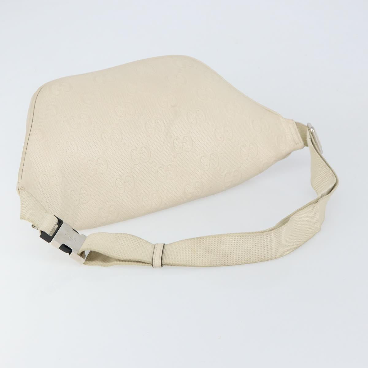 GUCCI GG Supreme Waist bag White Silver 645093 Auth BA8839