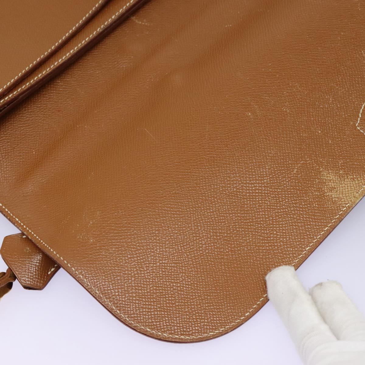 HERMES Sac Adepeche 38 Business Bag Leather Brown Auth BA884