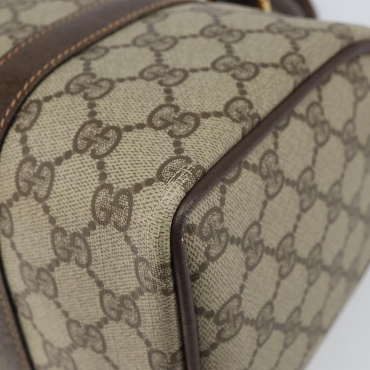 GUCCI GG Supreme Web Sherry Line Boston Bag PVC Beige Gold 40 02 006 Auth BA8851