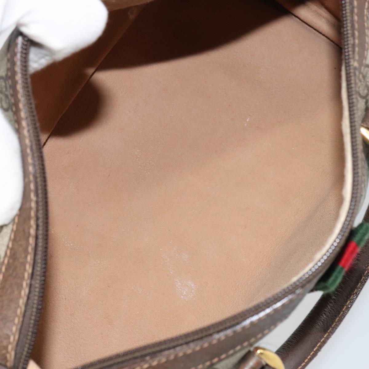 GUCCI GG Supreme Web Sherry Line Boston Bag PVC Beige Gold 40 02 006 Auth BA8851