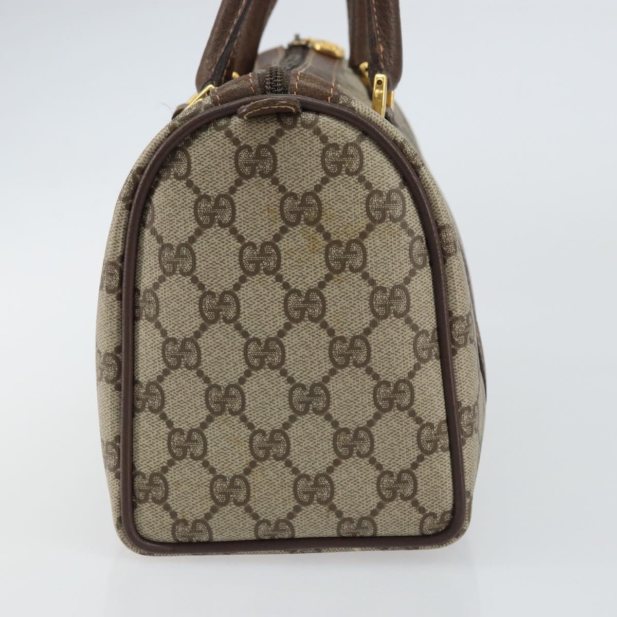 GUCCI GG Supreme Web Sherry Line Boston Bag PVC Beige Gold 40 02 006 Auth BA8851