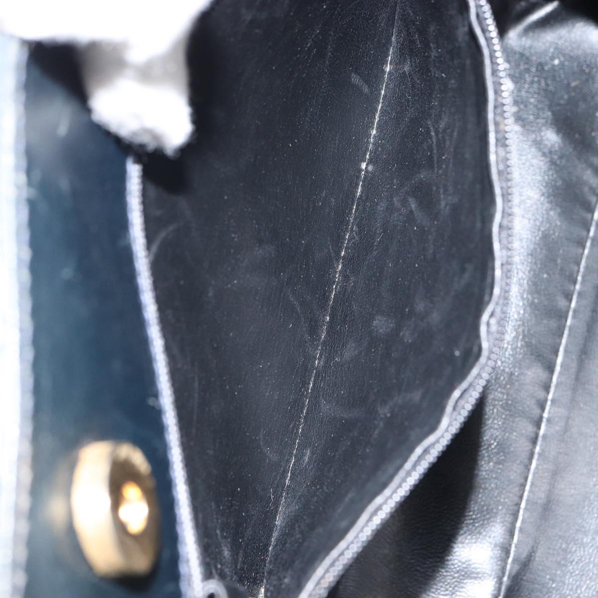 Salvatore Ferragamo Vala Hand Bag Leather Navy Gold Auth BA8854