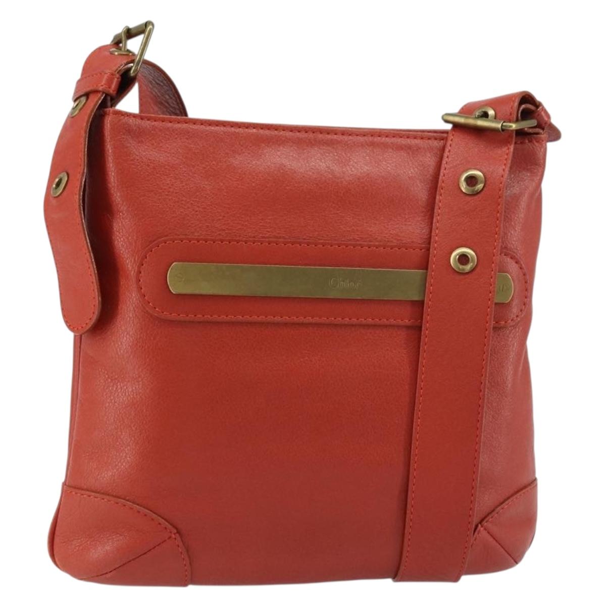 Chloe Shoulder Bag Leather Orange Auth BA8858