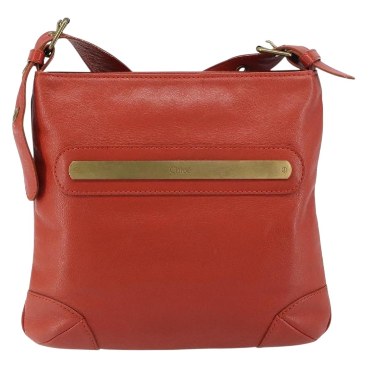 Chloe Shoulder Bag Leather Orange Auth BA8858
