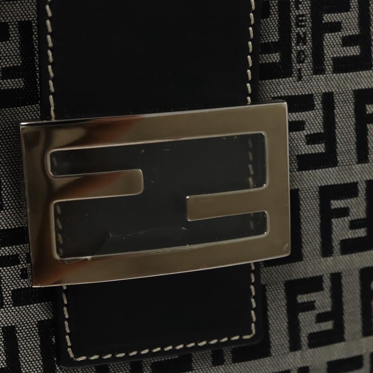 FENDI Zucchino Canvas Tote Bag Navy Silver Auth BA886V