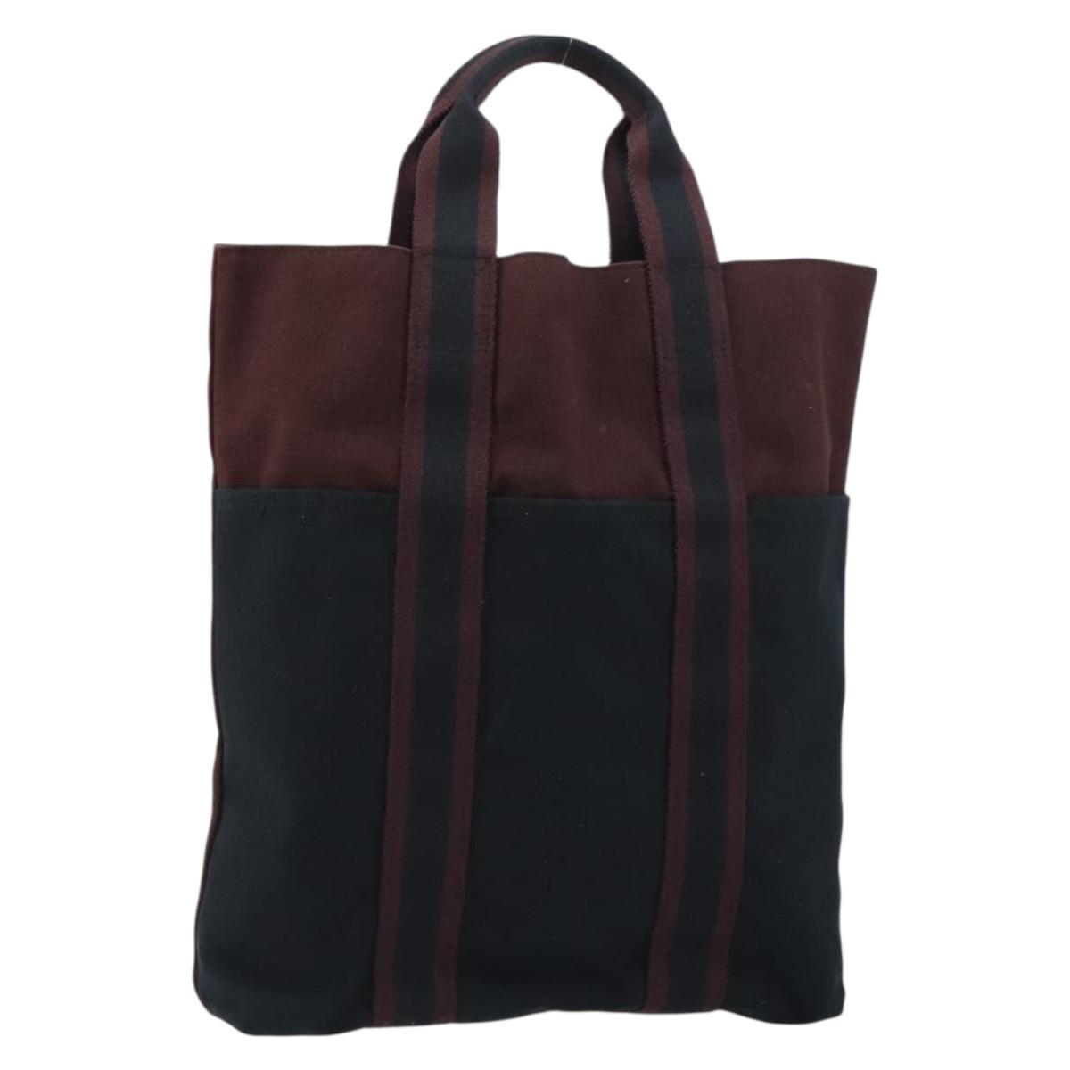 HERMES Fourre Tout Cabass Tote Bag Canvas Bordeaux Auth BA8860