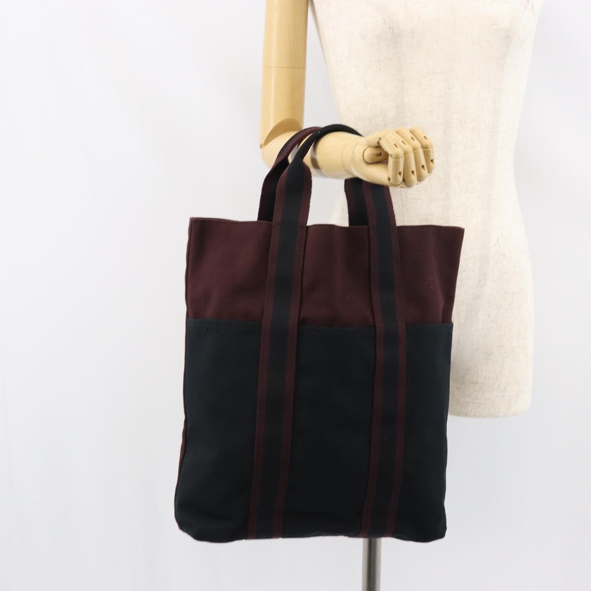 HERMES Fourre Tout Cabass Tote Bag Canvas Bordeaux Auth BA8860