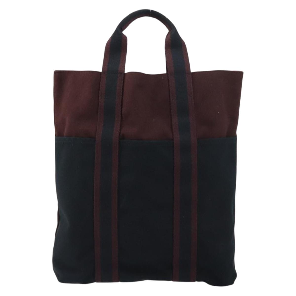 HERMES Fourre Tout Cabass Tote Bag Canvas Bordeaux Auth BA8860