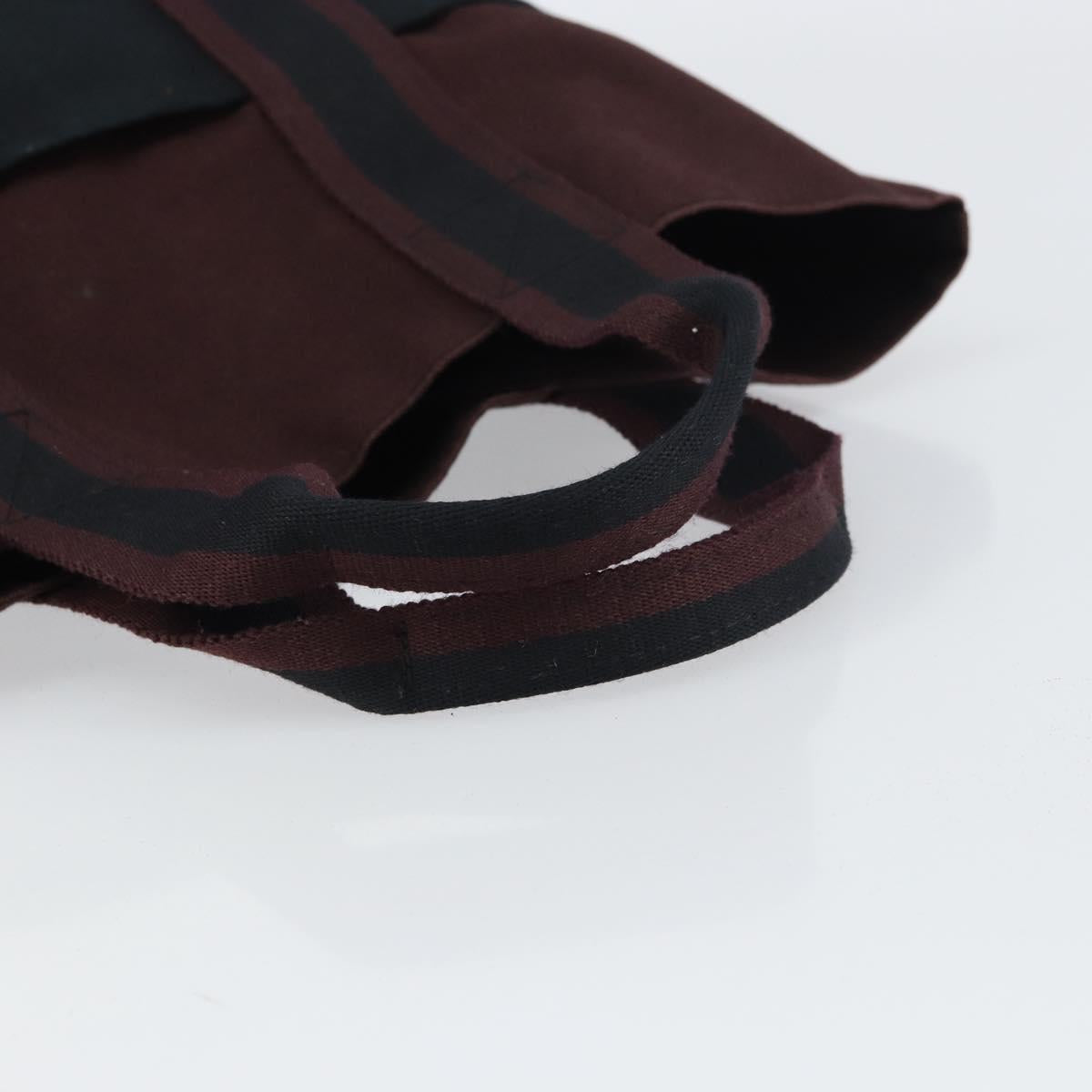 HERMES Fourre Tout Cabass Tote Bag Canvas Bordeaux Auth BA8860