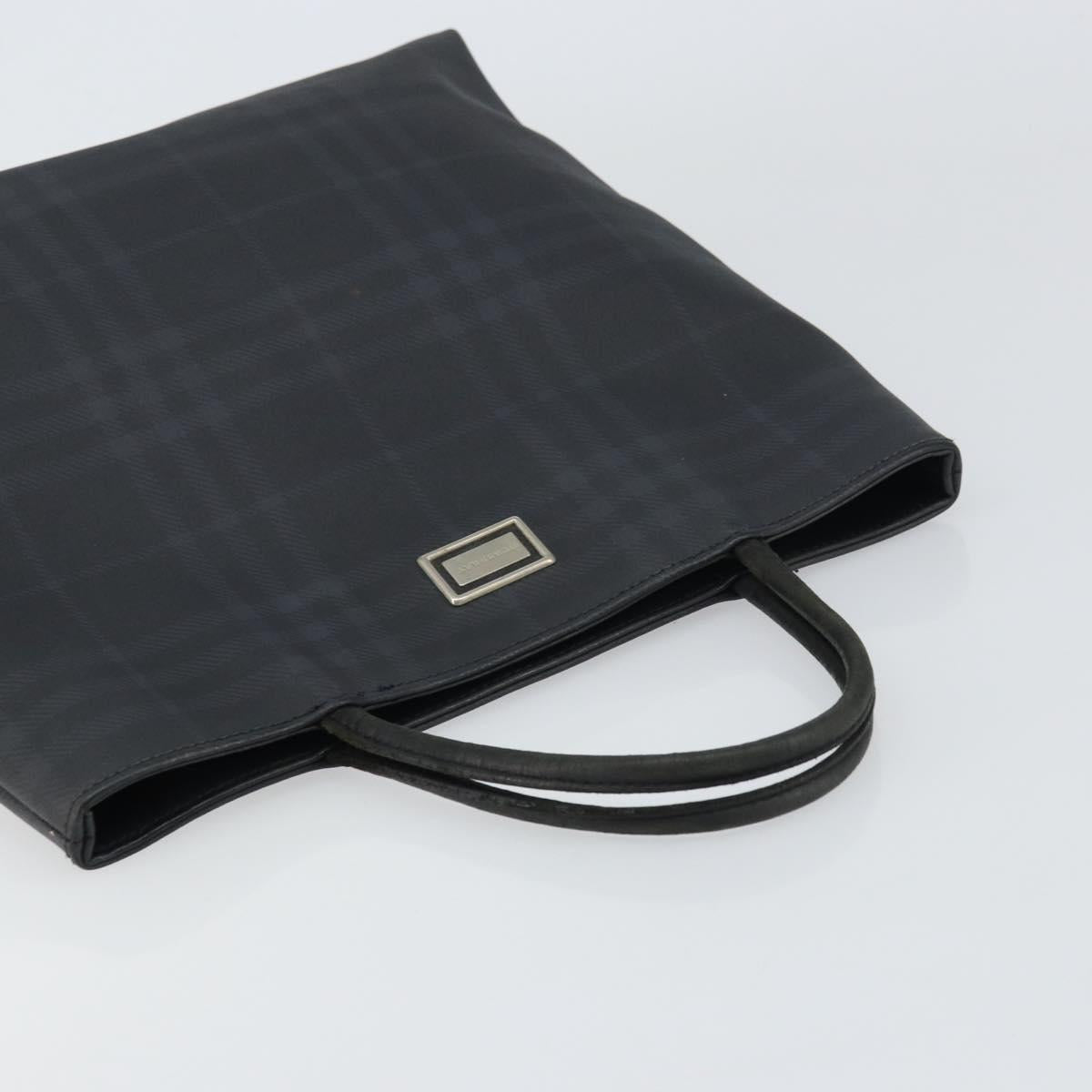 BURBERRY Nova Check Hand Bag Leather Black Silver Auth BA8861