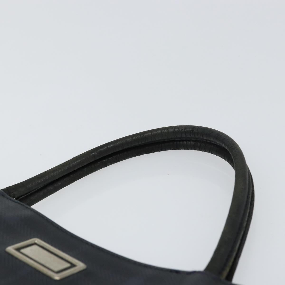 BURBERRY Nova Check Hand Bag Leather Black Silver Auth BA8861