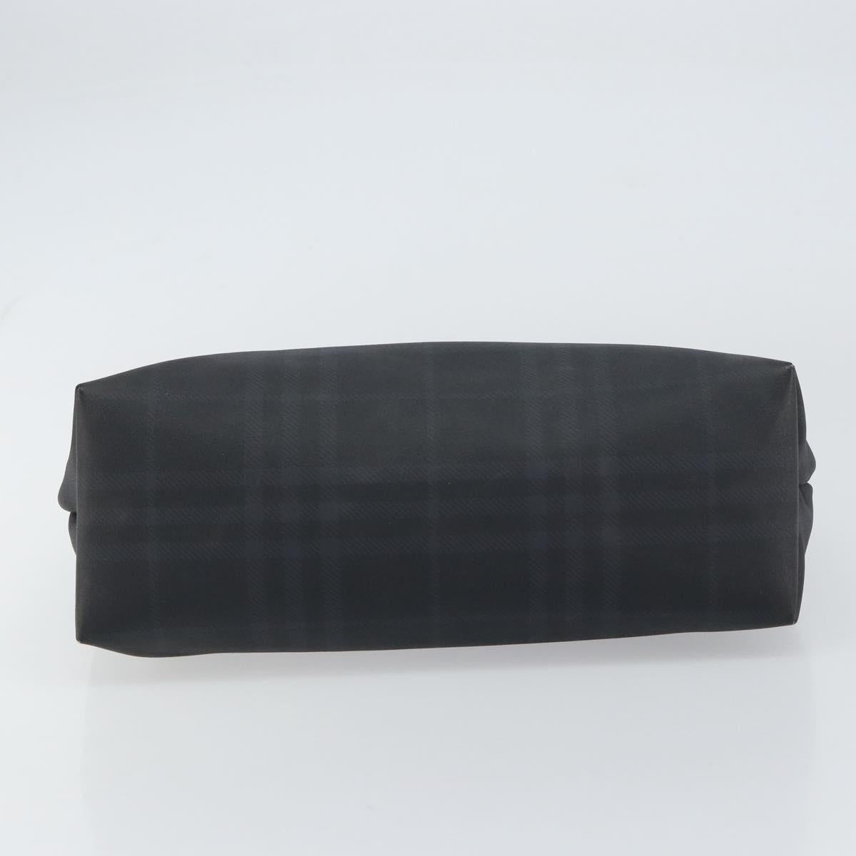 BURBERRY Nova Check Hand Bag Leather Black Silver Auth BA8861