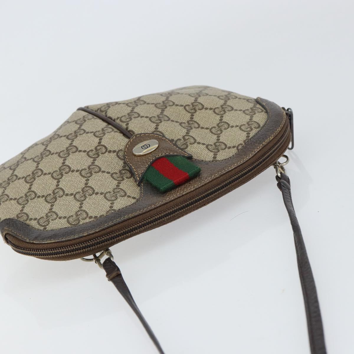 GUCCI GG Supreme Web Sherry Line Bag PVC Beige Gold 904 02 047 Auth BA8872
