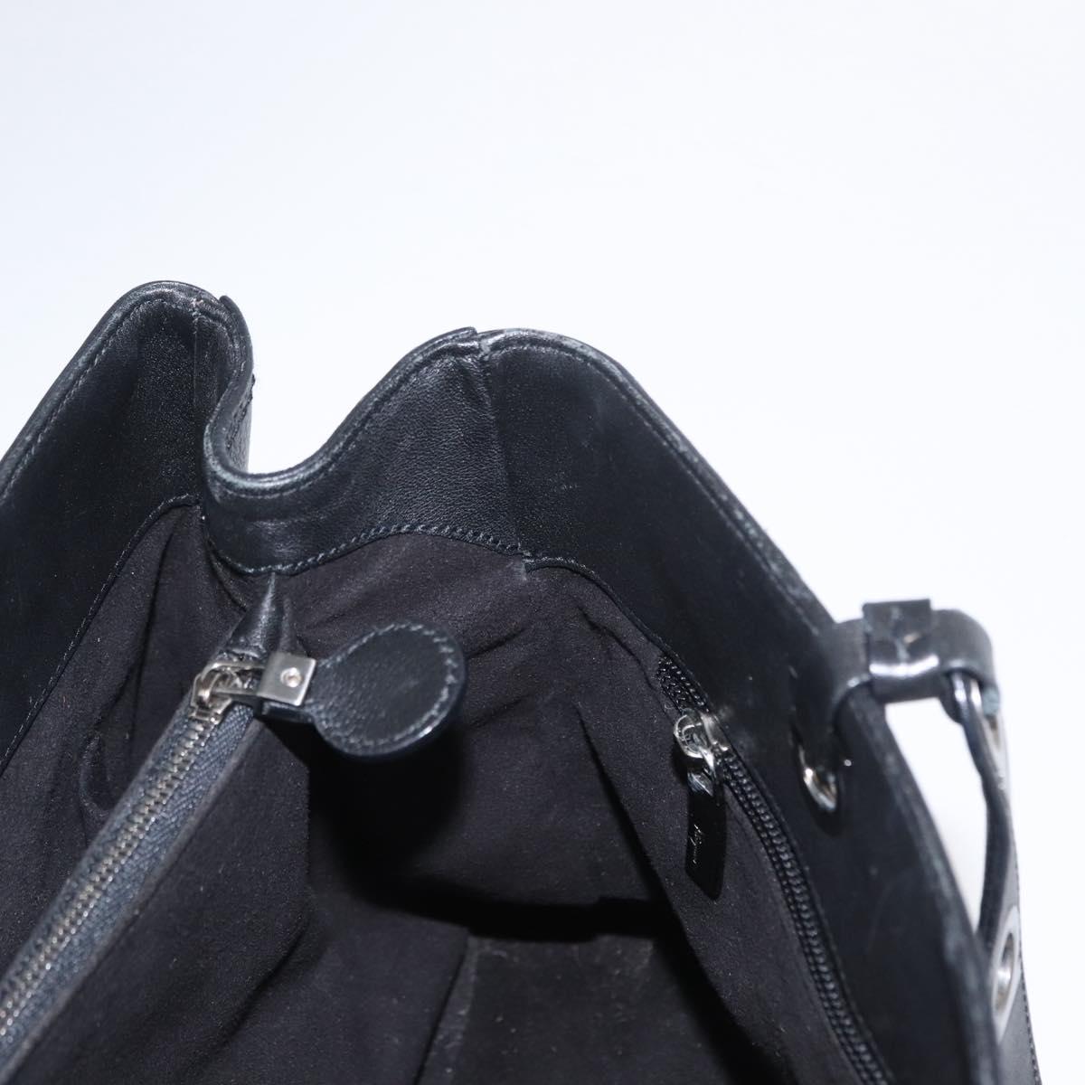 Salvatore Ferragamo Gancini Tote Bag Leather Black Auth BA8875