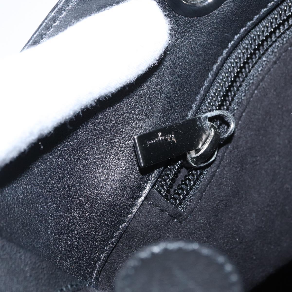 Salvatore Ferragamo Gancini Tote Bag Leather Black Auth BA8875