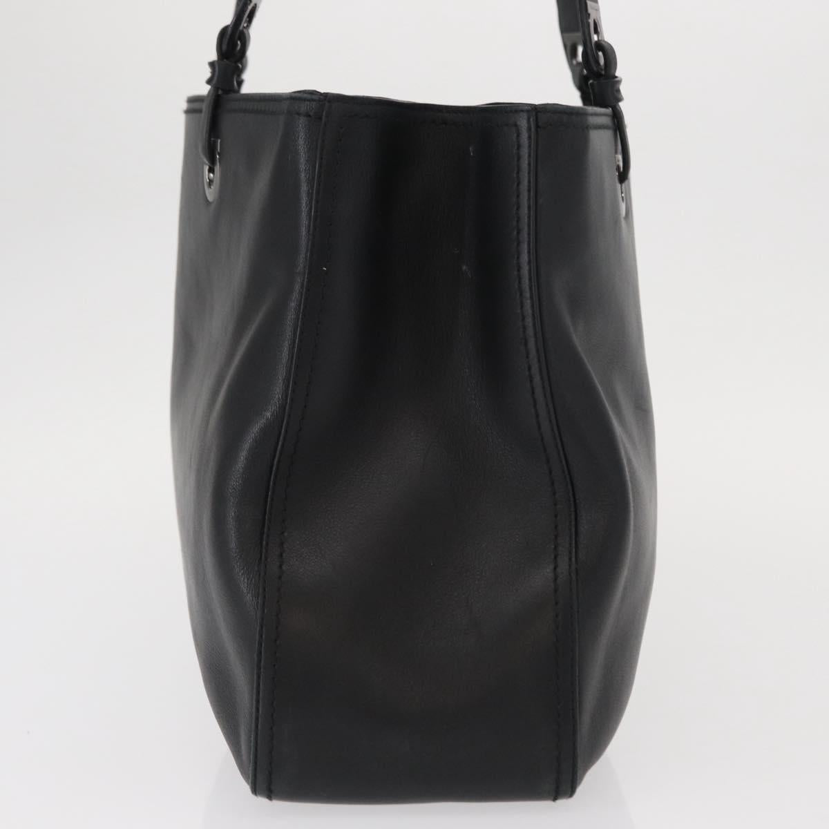 Salvatore Ferragamo Gancini Tote Bag Leather Black Auth BA8875