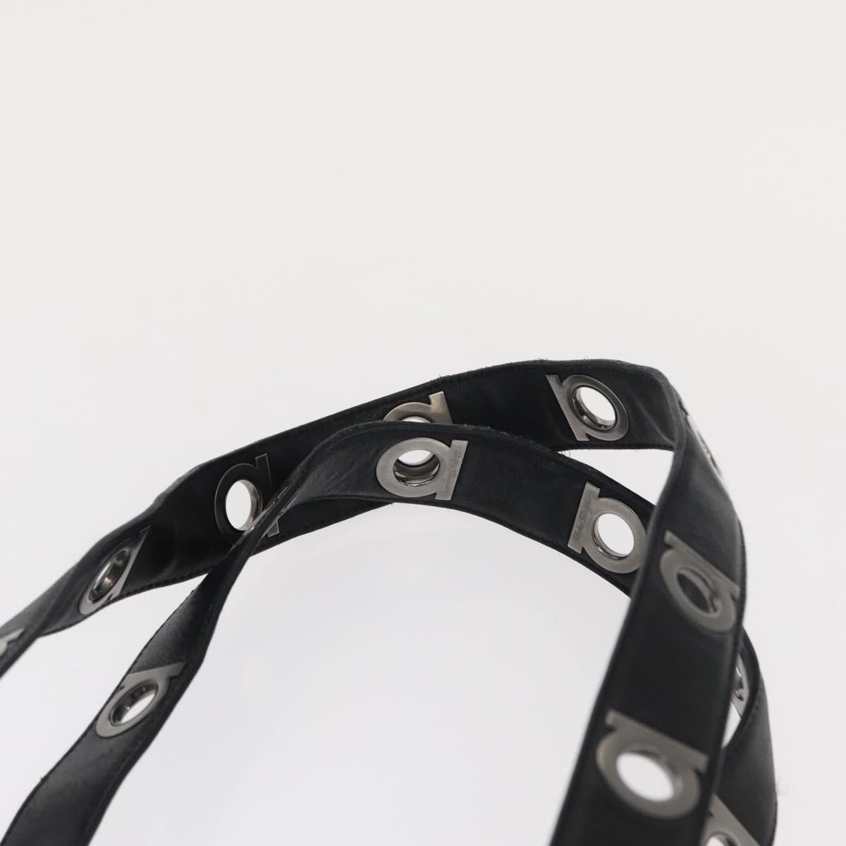 Salvatore Ferragamo Gancini Tote Bag Leather Black Auth BA8875