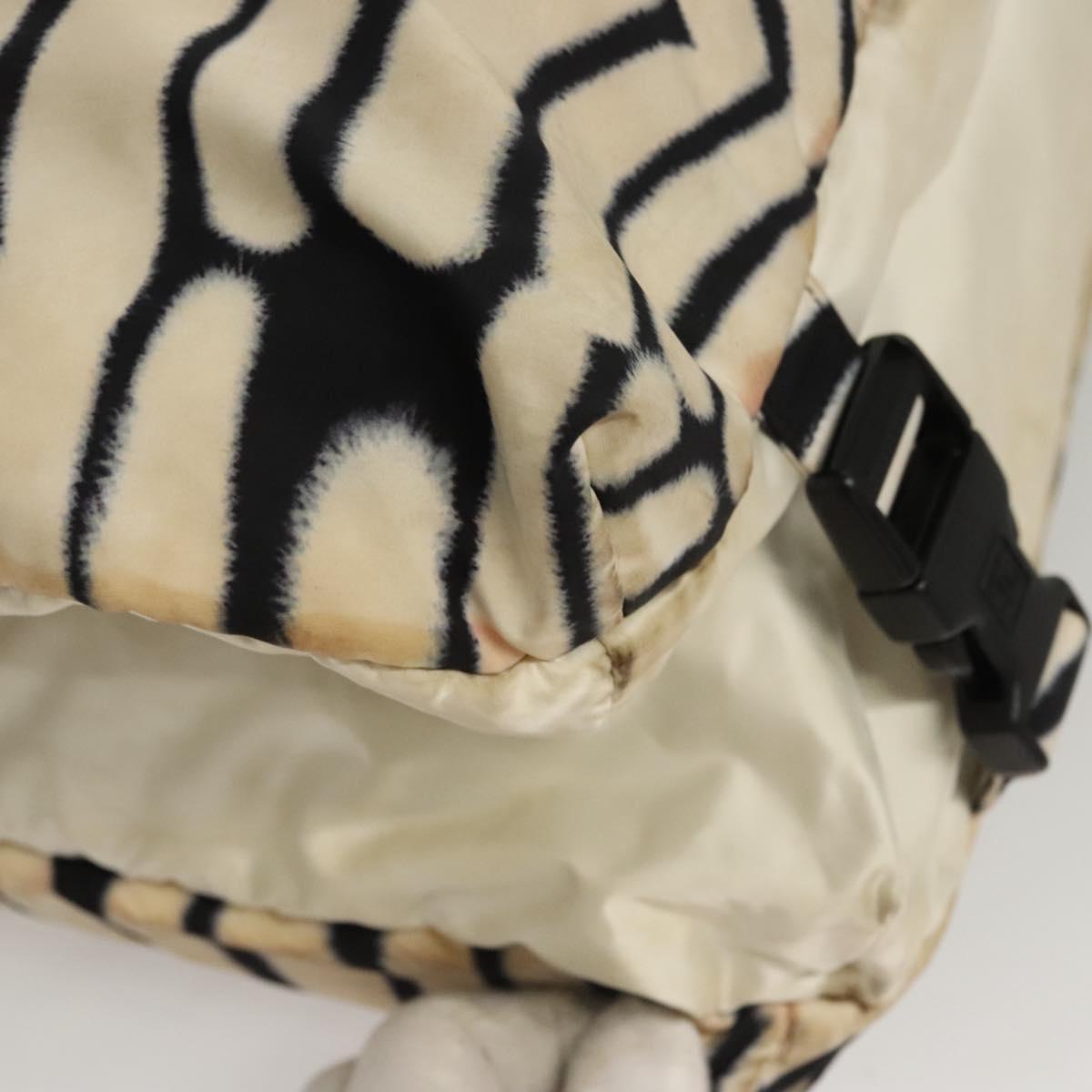 CHANEL Sports Shoulder Bag Nylon White Black CC Auth BA888