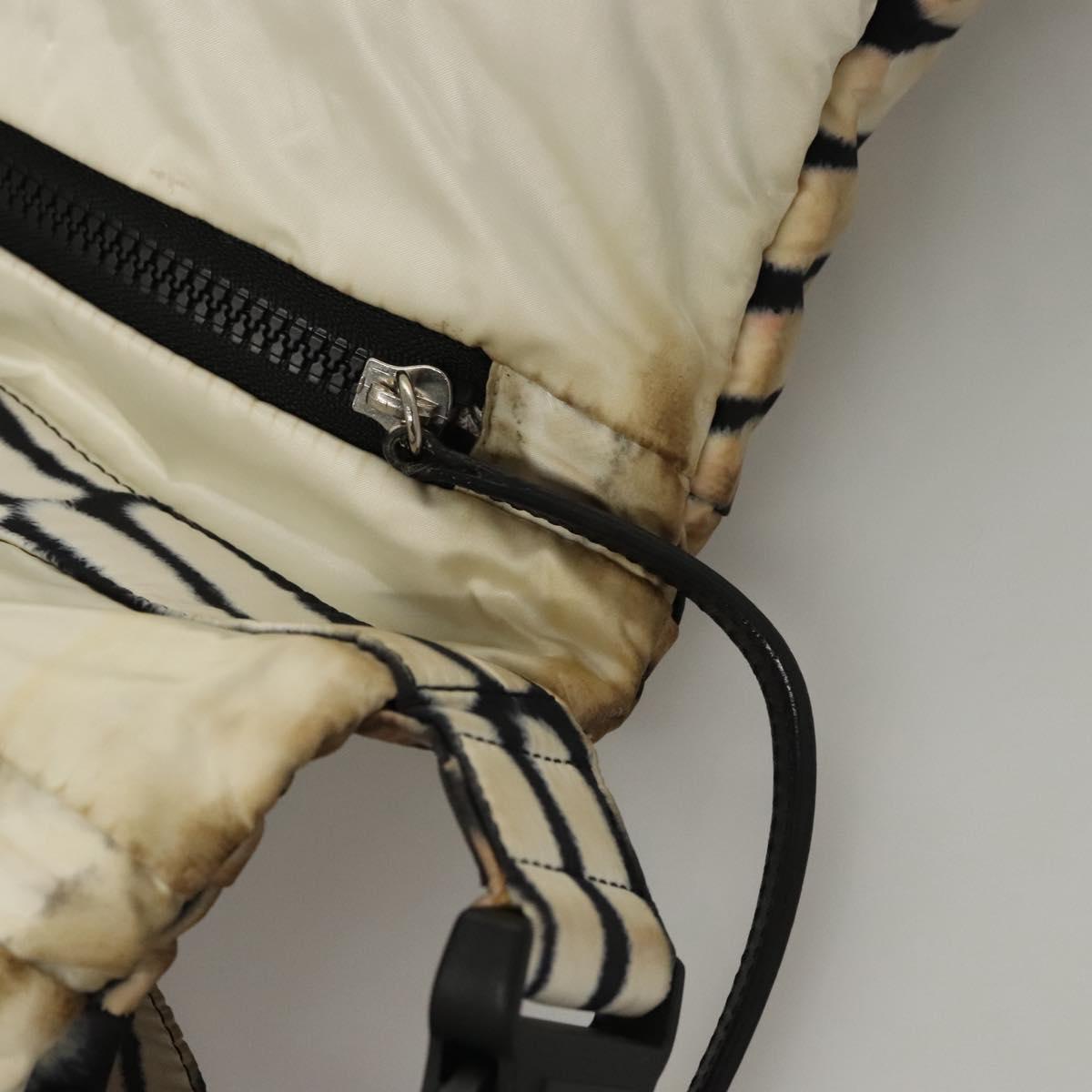 CHANEL Sports Shoulder Bag Nylon White Black CC Auth BA888