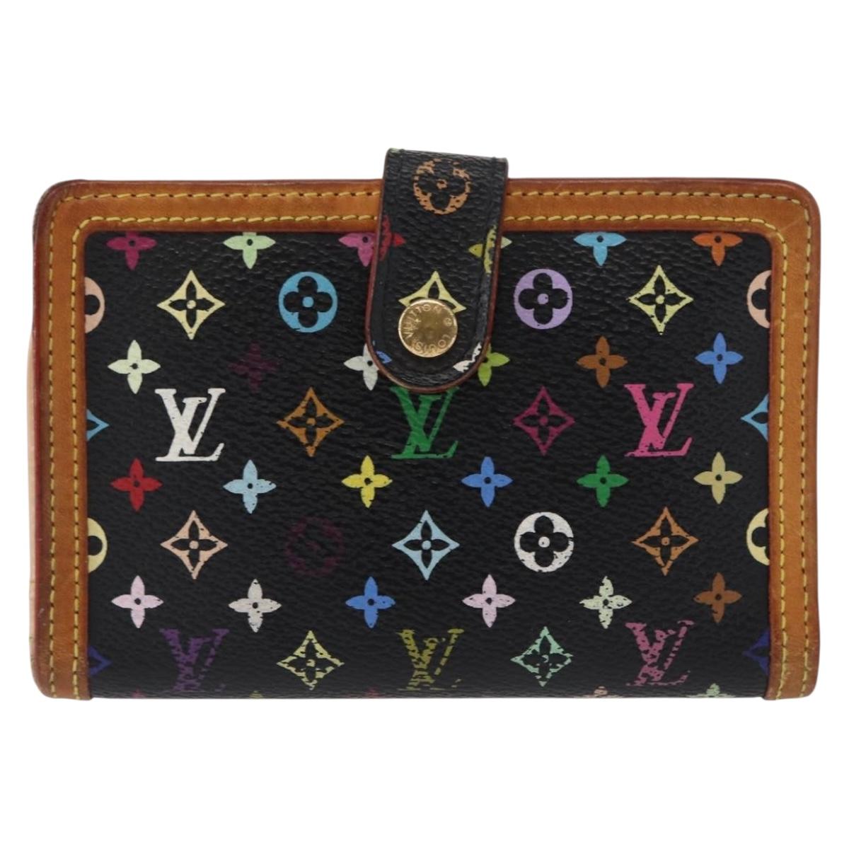 LOUIS VUITTON Multicolor Portefeuille Viennois Wallet Black M92988 Auth BA8903