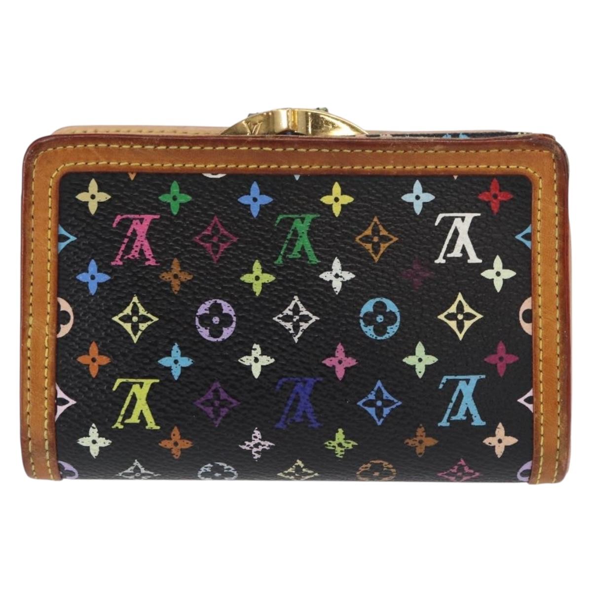 LOUIS VUITTON Multicolor Portefeuille Viennois Wallet Black M92988 Auth BA8903