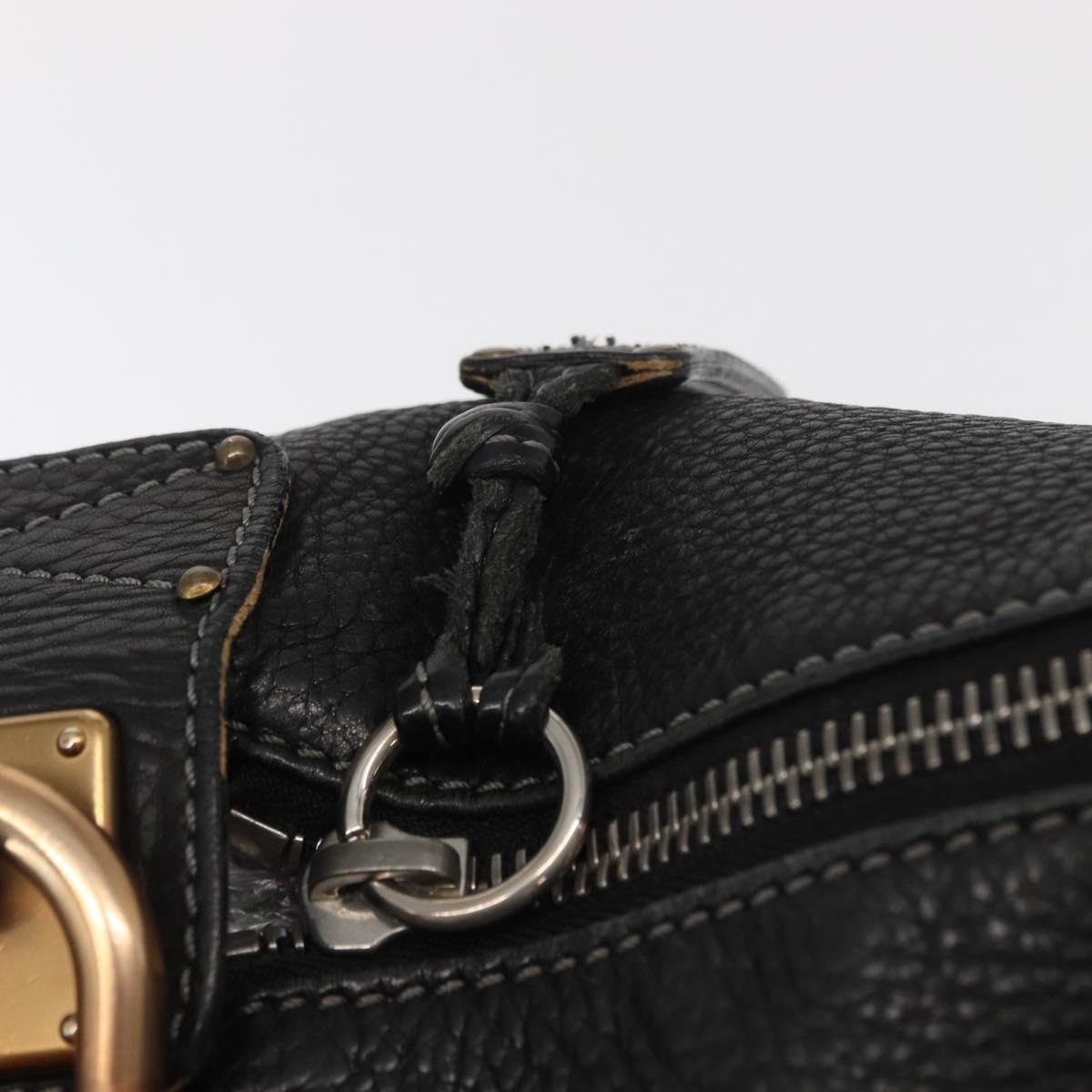 Chloe Paddington Shoulder Bag Leather Black Gold Silver Auth BA8905