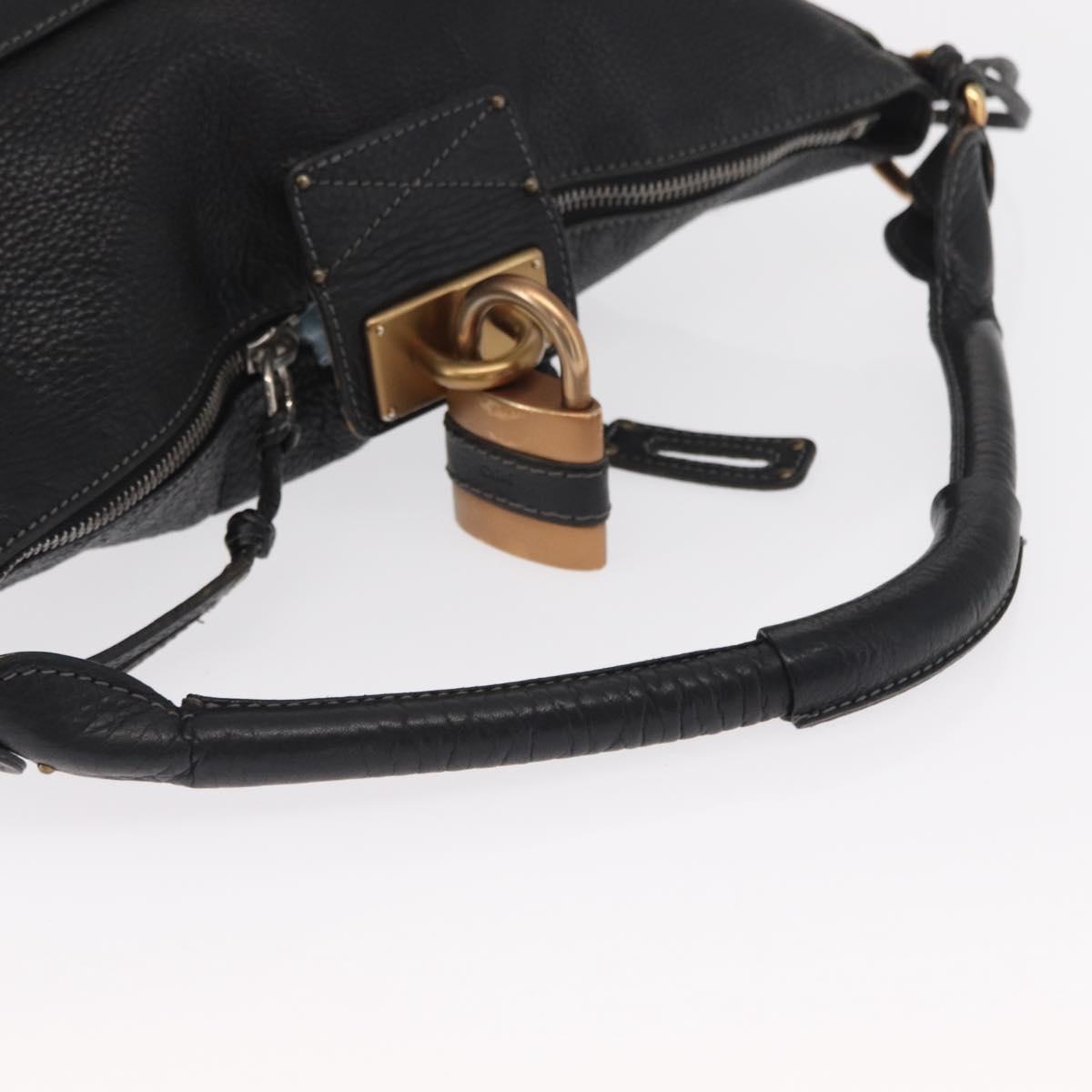 Chloe Paddington Shoulder Bag Leather Black Gold Silver Auth BA8905