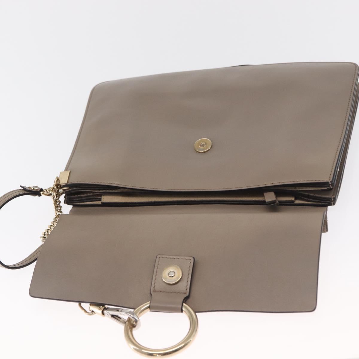 Chloe Fay Shoulder Bag Suede Leather Beige Gold Auth BA8909