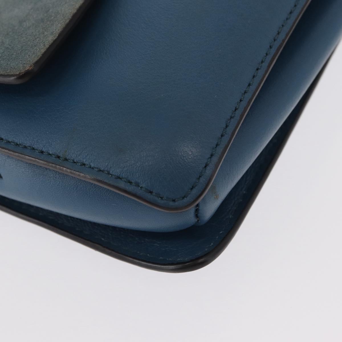 Chloe Fay Shoulder Bag Suede Leather Blue Gold Auth BA8910