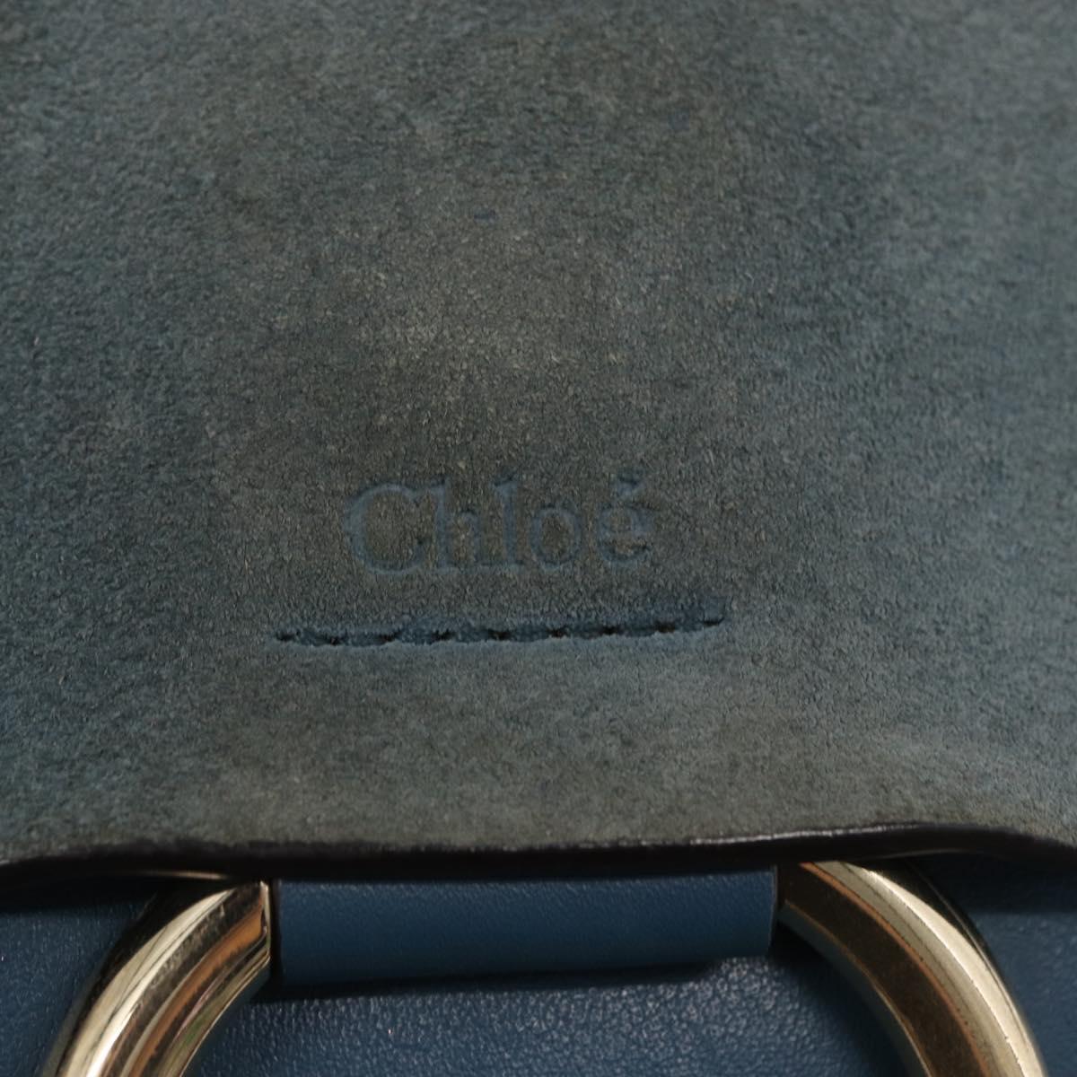 Chloe Fay Shoulder Bag Suede Leather Blue Gold Auth BA8910