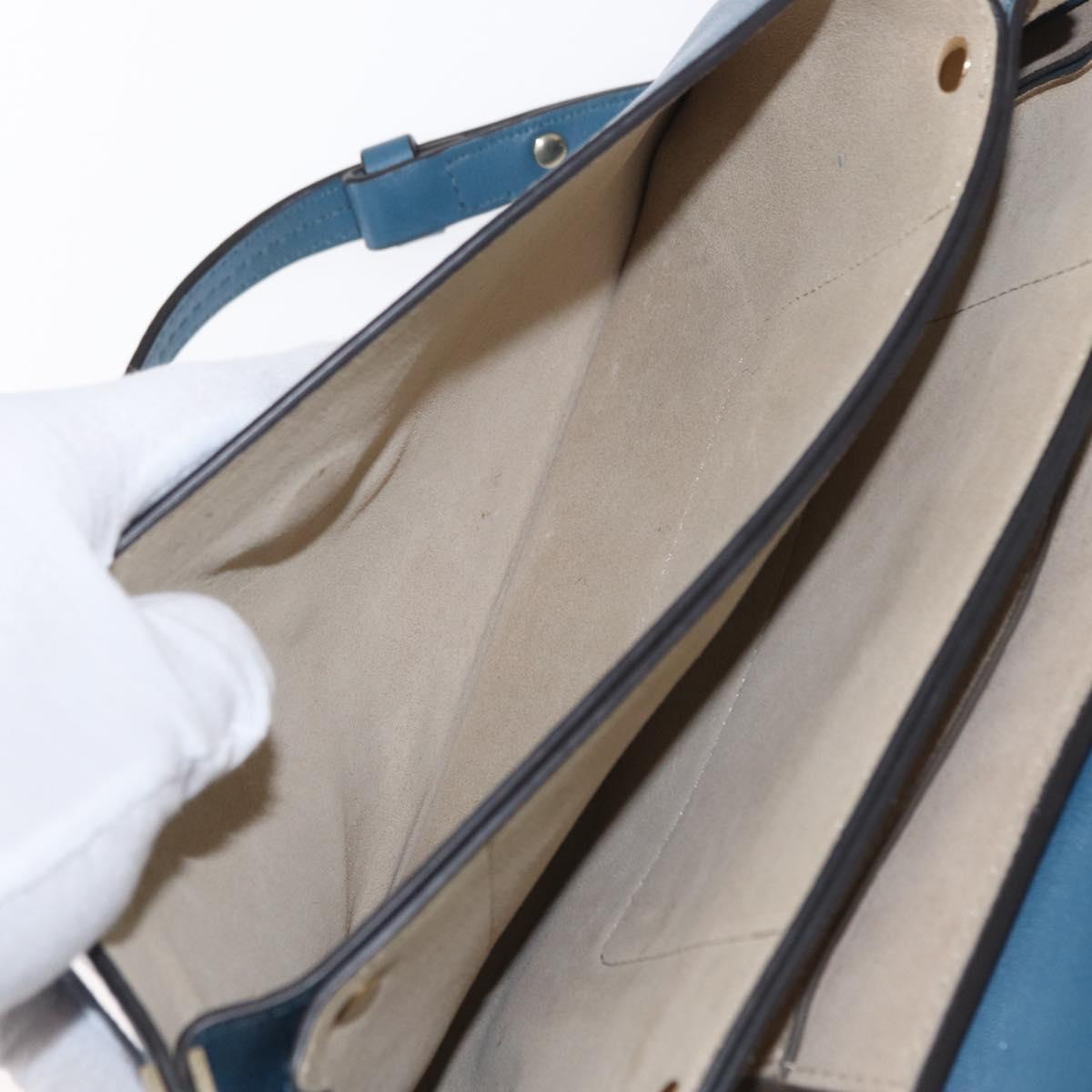 Chloe Fay Shoulder Bag Suede Leather Blue Gold Auth BA8910