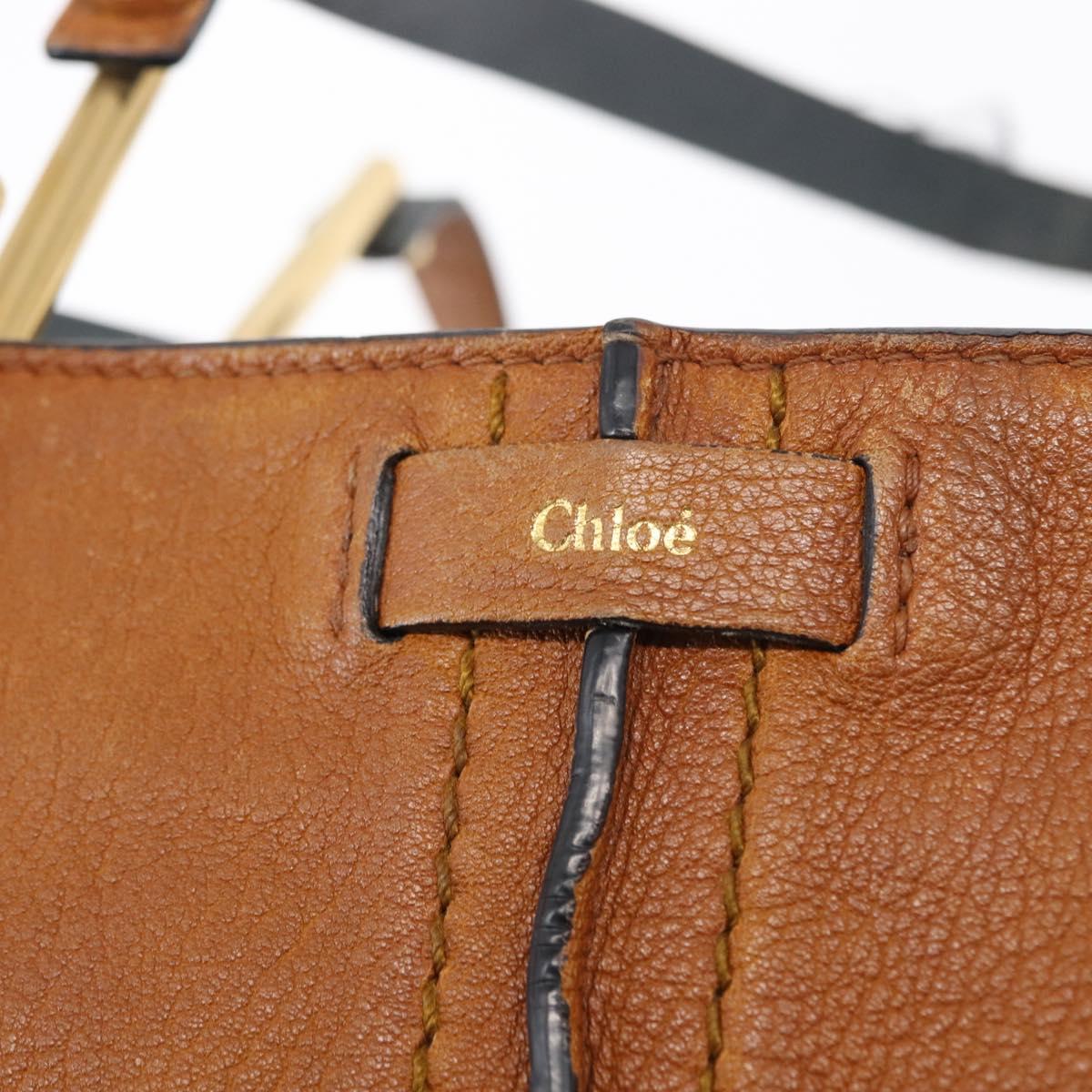 Chloe Kelly Tote Bag Leather Brown Gold Auth BA8911