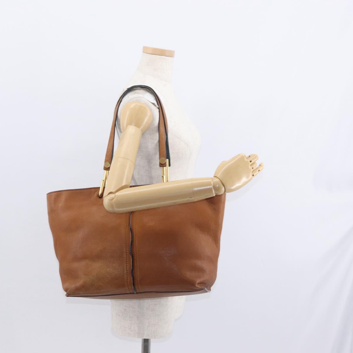 Chloe Kelly Tote Bag Leather Brown Gold Auth BA8911