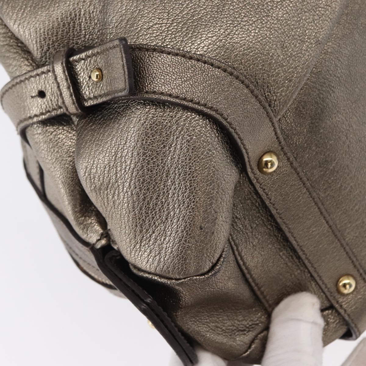 Salvatore Ferragamo Gancini Shoulder Bag Leather Gold Auth BA8916