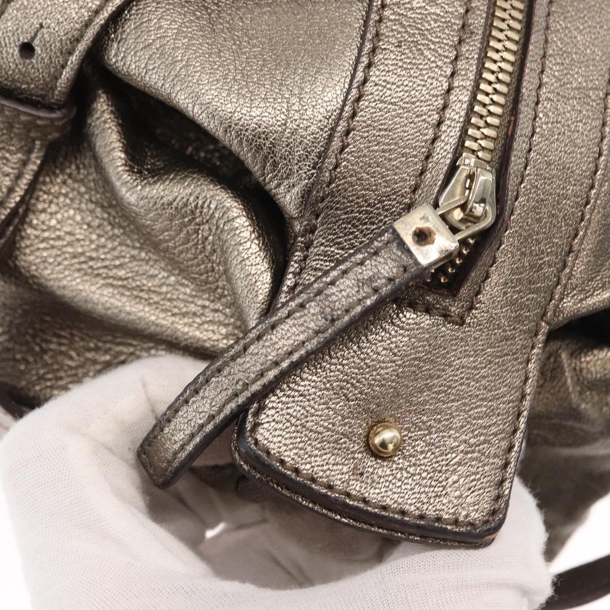 Salvatore Ferragamo Gancini Shoulder Bag Leather Gold Auth BA8916