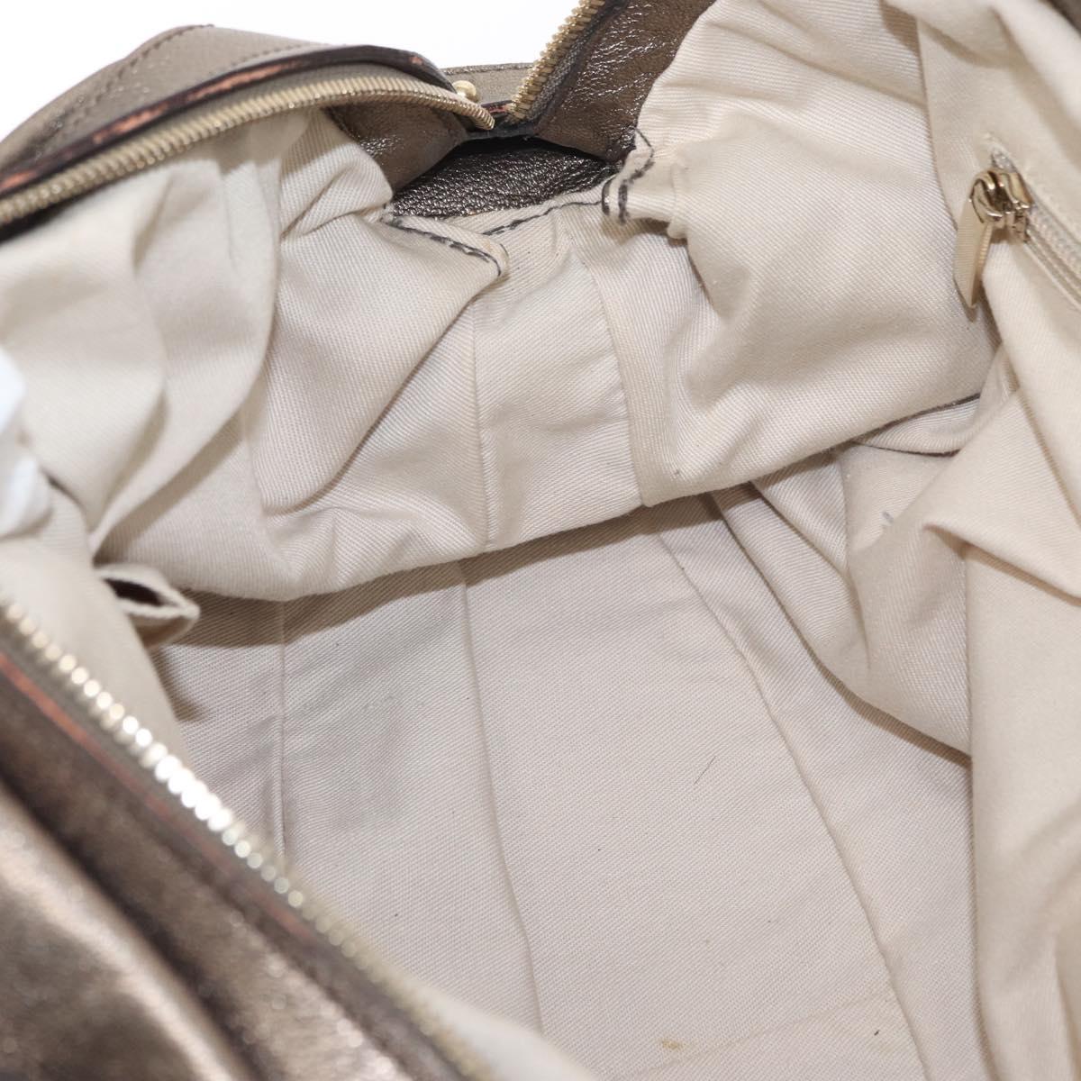 Salvatore Ferragamo Gancini Shoulder Bag Leather Gold Auth BA8916