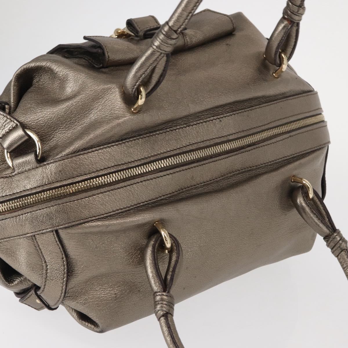 Salvatore Ferragamo Gancini Shoulder Bag Leather Gold Auth BA8916