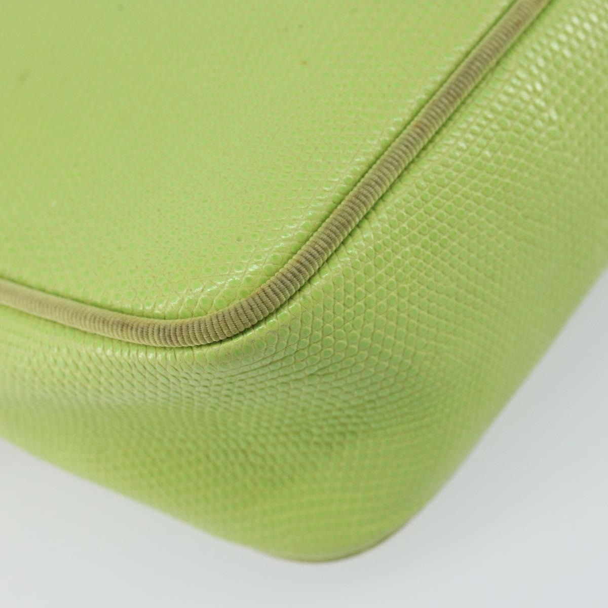 Salvatore Ferragamo Vala Shoulder Bag Leather Embossed Green Gold Auth BA8918