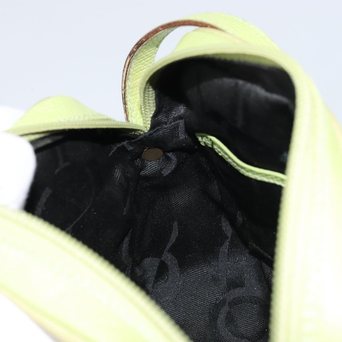 Salvatore Ferragamo Vala Shoulder Bag Leather Embossed Green Gold Auth BA8918