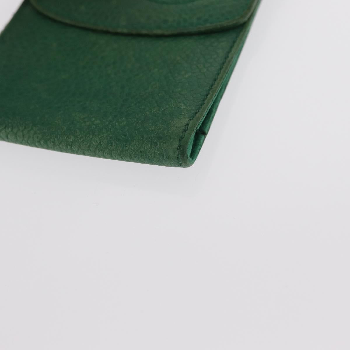 CHANEL COCO Mark Pouch Caviar Skin Green Gold CC Auth BA8922